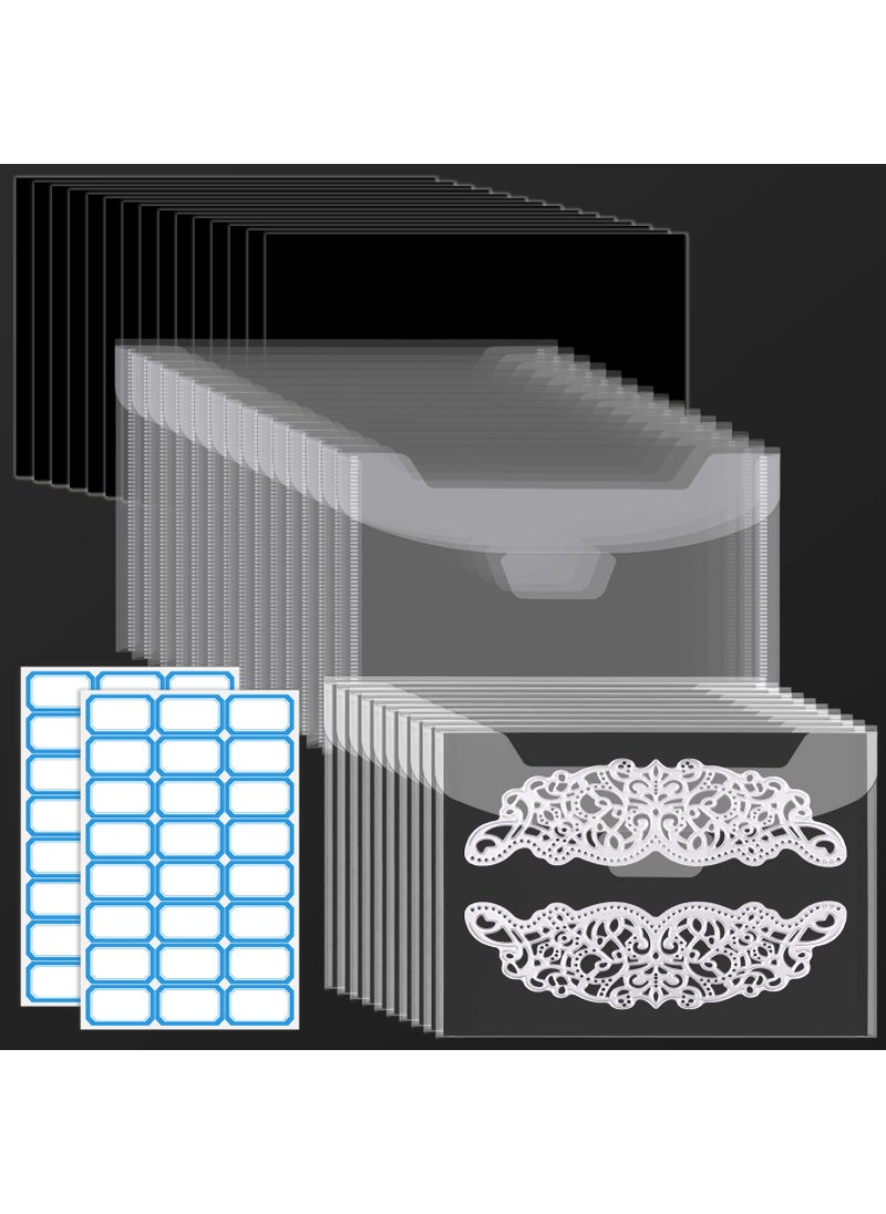 Csyidio Csyidio 52 Pcs Clear Stamp and Die Storage Bag with Rubber Magnetic Sheets Resealable Plastic Storage Pocket Large Envelope Case Cutting Dies Stencil Organizer for Card Making05mm Thickness 