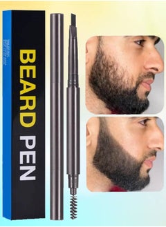 Kanza Beard Filler Pen Dual Ended Men's Waterproof and Sweatproof Beard Filler Pen Kit Professional Beard Shaping Pencil and Brush Kit for Beard Moustache and Eyebrow Beard Pencil Black  - Image 1