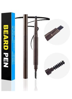 Kanza Beard Filler Pen Dual Ended Men's Waterproof and Sweatproof Beard Filler Pen Kit Professional Beard Shaping Pencil and Brush Kit for Beard Moustache and Eyebrow Beard Pencil Black  - Image 2