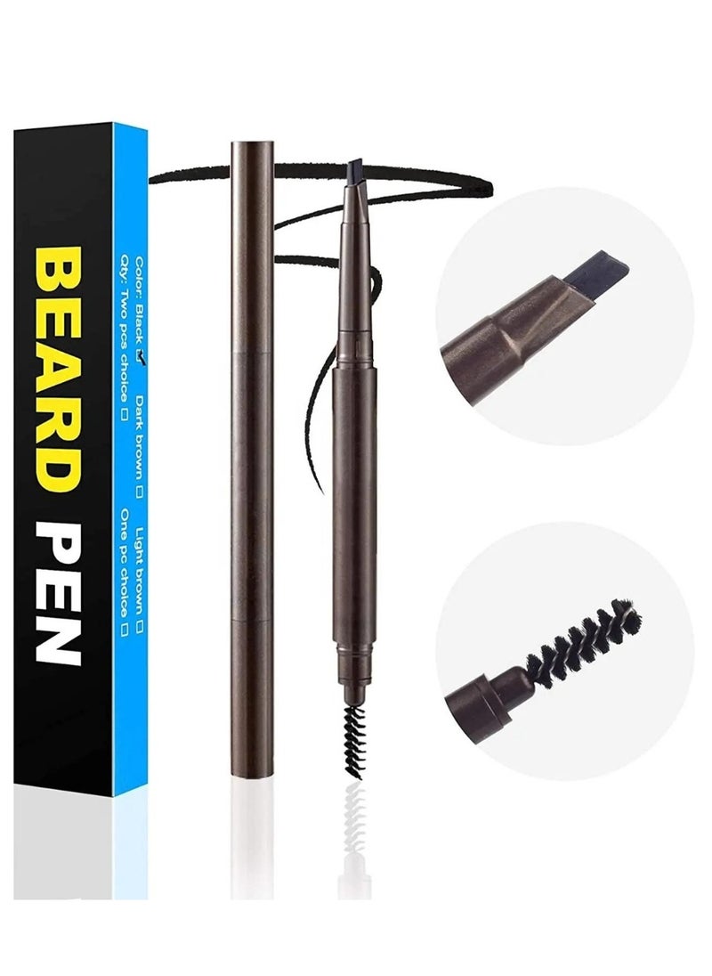 Kanza - Beard Filler Pen Dual Ended Men's Waterproof and Sweatproof Beard Filler Pen Kit Professional Beard Shaping Pencil and Brush Kit for Beard Moustache and Eyebrow Beard Pencil Black - Image 1