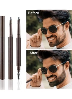 Kanza Beard Filler Pen Dual Ended Men's Waterproof and Sweatproof Beard Filler Pen Kit Professional Beard Shaping Pencil and Brush Kit for Beard Moustache and Eyebrow Beard Pencil Black  - Image 3