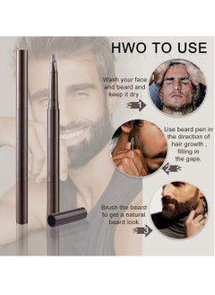 Kanza Beard Filler Pen Dual Ended Men's Waterproof and Sweatproof Beard Filler Pen Kit Professional Beard Shaping Pencil and Brush Kit for Beard Moustache and Eyebrow Beard Pencil Black  - Image 5