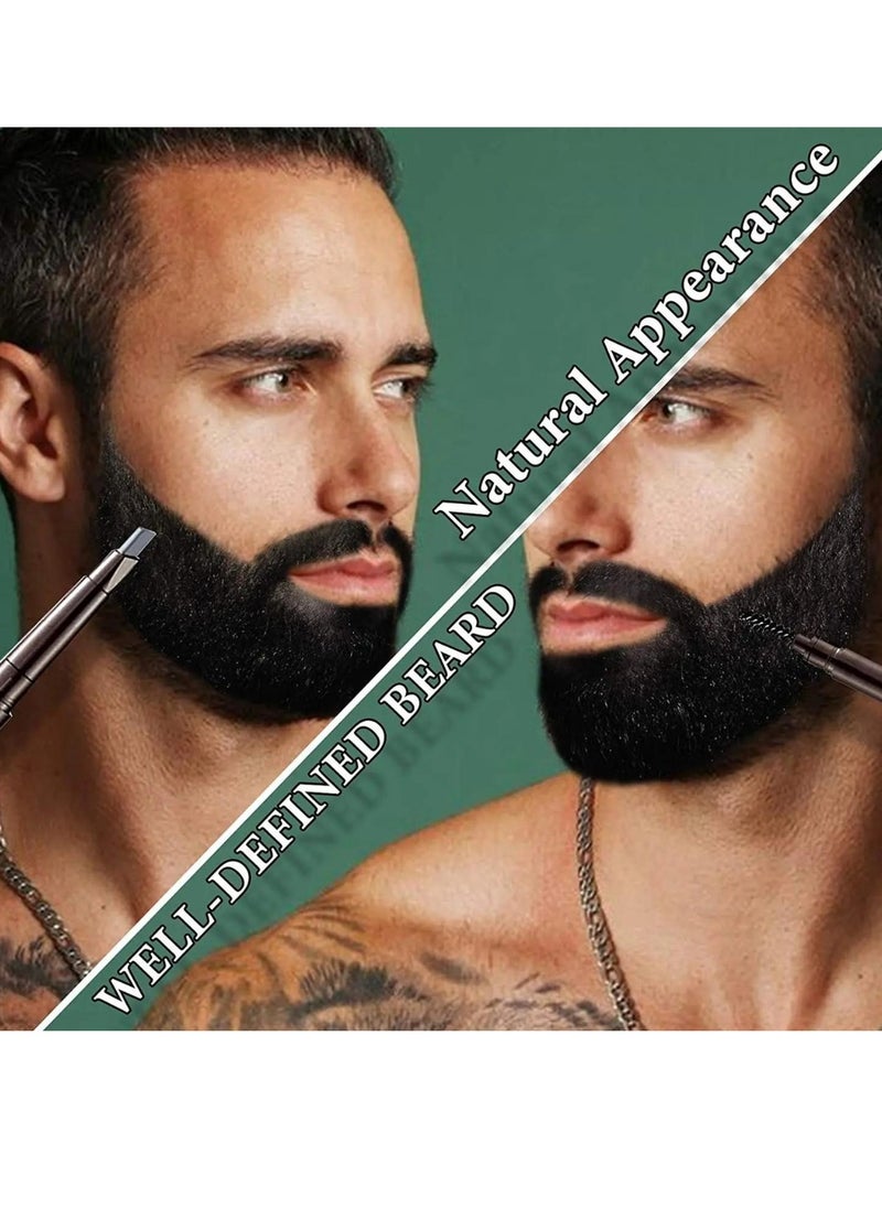 Kanza - Beard Filler Pen Dual Ended Men's Waterproof and Sweatproof Beard Filler Pen Kit Professional Beard Shaping Pencil and Brush Kit for Beard Moustache and Eyebrow Beard Pencil Black - Image 1