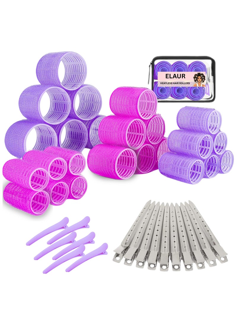 ELAUR Elaur 40 PCs Hair Rollers set, Self Grip Hair Rollers for Long Medium Short Hair,  Large Medium Hair Curler (24 Rollers + 16 Hair clips  + 1 Storage Bag)  - Image 1