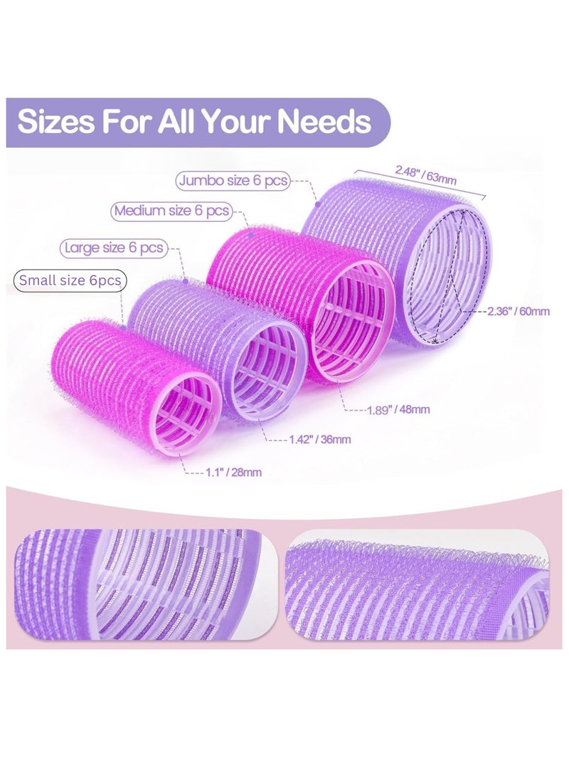 ELAUR Elaur 40 PCs Hair Rollers set, Self Grip Hair Rollers for Long Medium Short Hair,  Large Medium Hair Curler (24 Rollers + 16 Hair clips  + 1 Storage Bag)  - Image 2