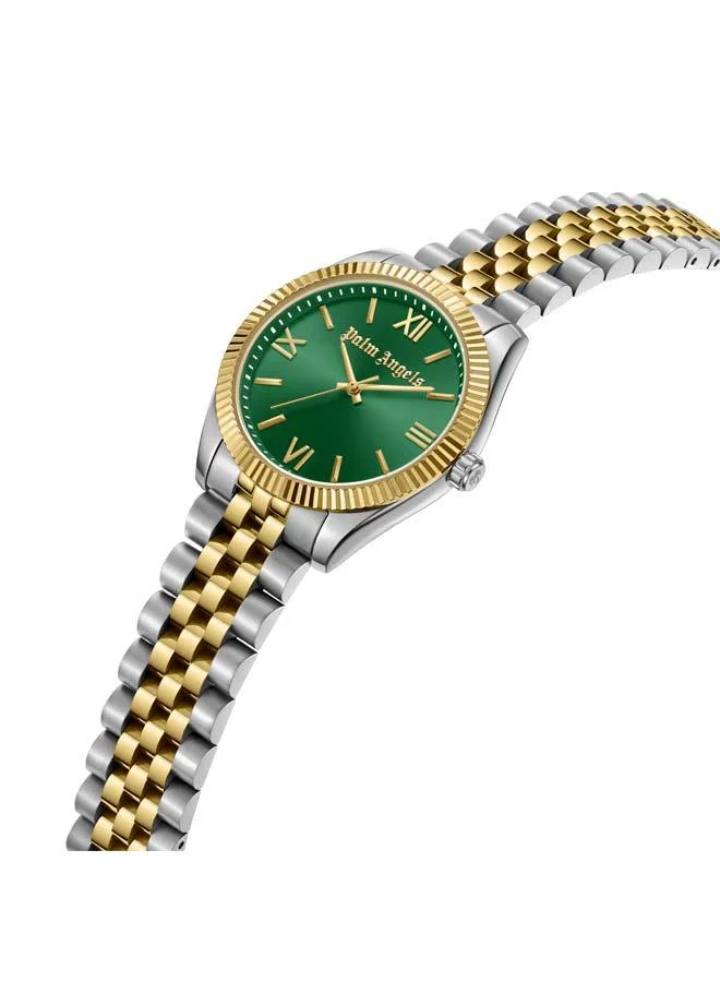 Palm Angels Pioniere Green Dial Stainless Steel Bracelet Analog Watch for Women, 36mm