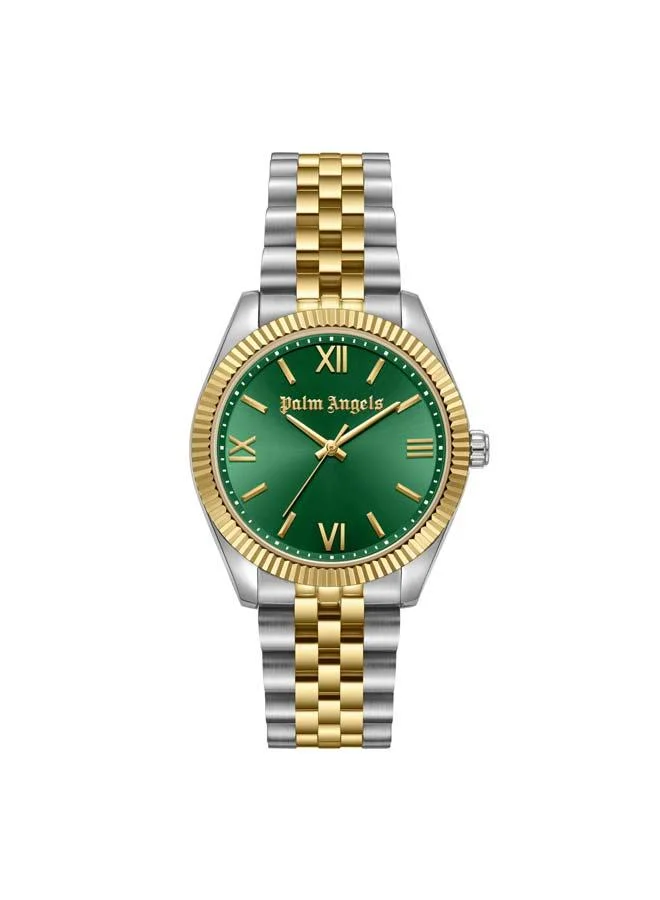 Palm Angels Pioniere Green Dial Stainless Steel Bracelet Analog Watch for Women, 36mm