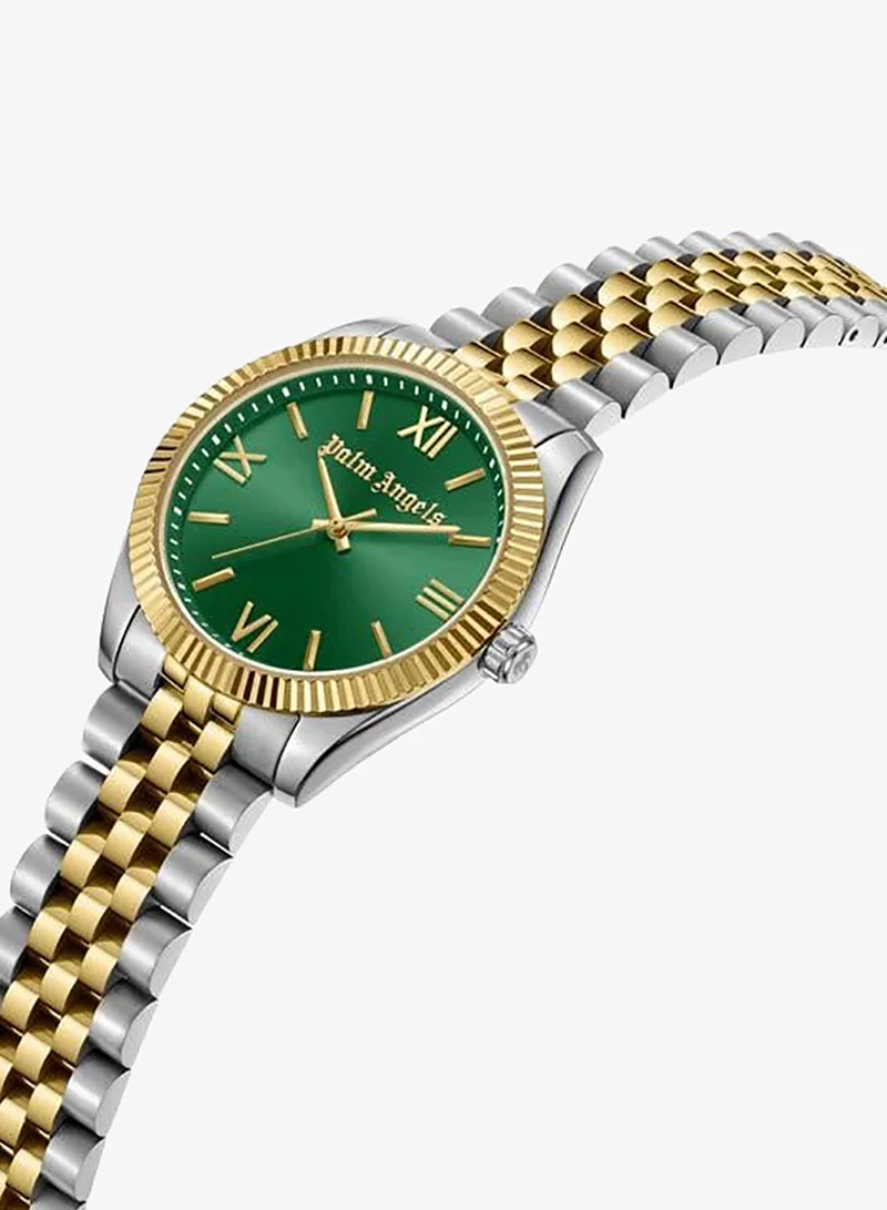 Palm Angels Pioniere Green Dial Stainless Steel Bracelet Analog Watch for Women, 36mm