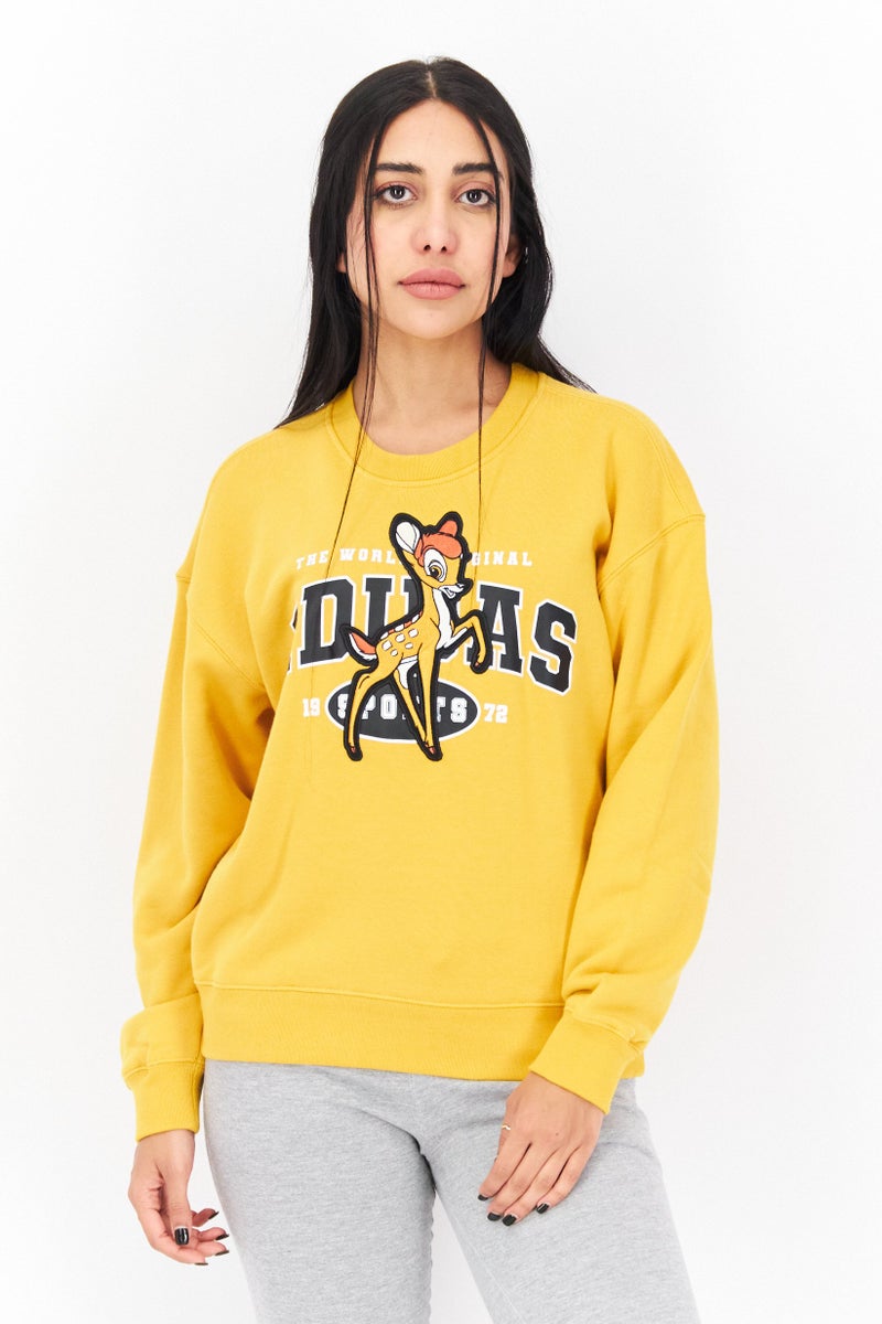 adidas Originals Adidas Originals x Disney Women Sportswear Fit Long Sleeves Outdoor Sweatshirt, Yellow  - Image 1