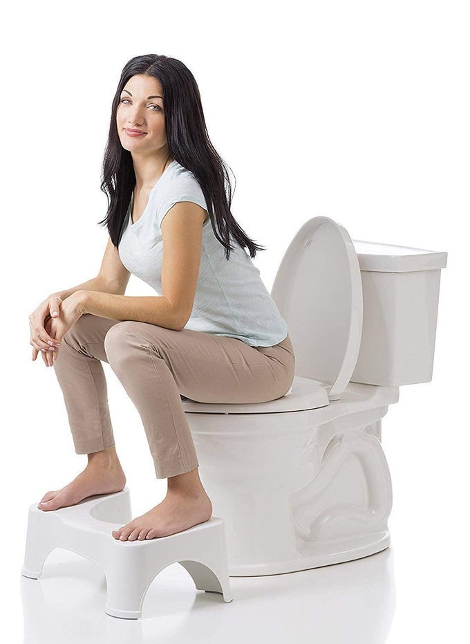 PLASTIC TOILET STOOL SQUAT POTTY STEP STOOL FOR WESTERN TOILET POTTY STEP STOOL FOR ADULTS AND KIDS BATHROOM TOILET STOOL ANTISLIP SQUAT STOOL BATHROOM SCIENTIFIC ANGLE POSTURE TOILET STAND
