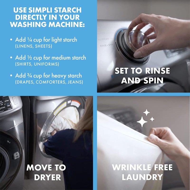 Simpli Starch® Dissolvable Starch Powder Mix. Makes Two Full 64 Oz Liquid Starch. Perfect For Laundry and Ironing, Add Directly to Your Washer. Ideal for Paper Mâché, Silly Putty, Playdough - 8oz (1) - Image 5