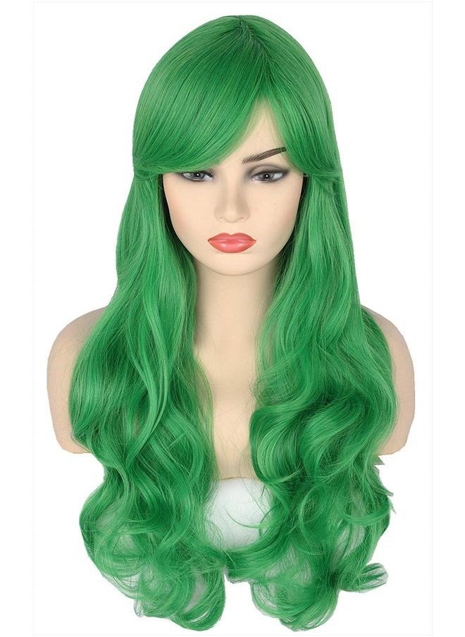 Topcosplay Womens Wigs Green Long Big Wavy Halloween Cosplay Costume Wig Harajuku Lolita Style  - Image 1
