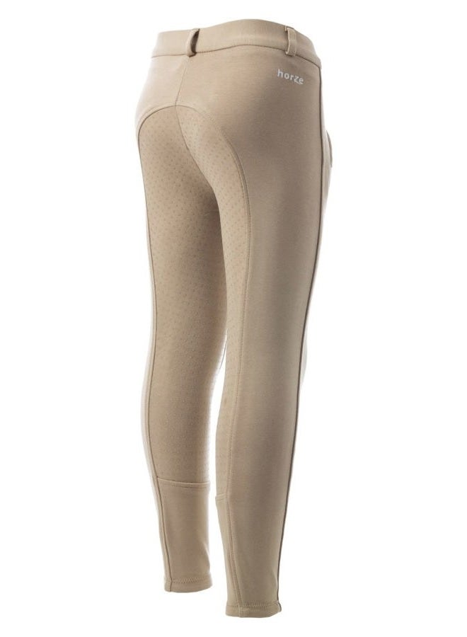 HORZE Junior Active Silicone Grip Full Seat Breeches Light Brown 10 - Image 5