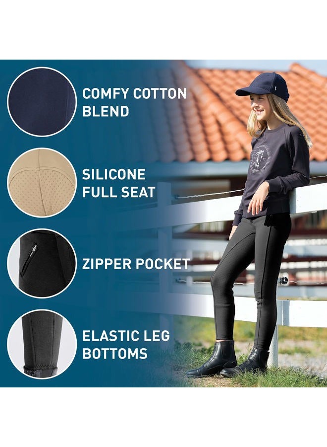 HORZE Junior Active Silicone Grip Full Seat Breeches Light Brown 10 - Image 2