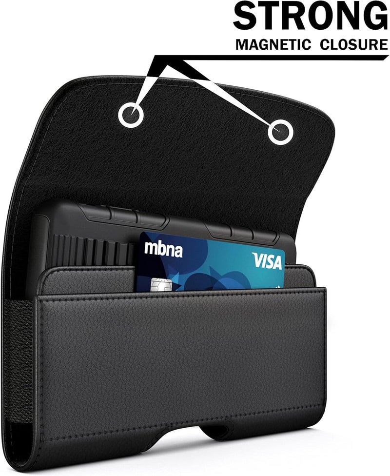 PiTau Holster for Samsung Galaxy Ultra S25 S24 S23 S22 S21 S20 A73 A54 A53, Phone Belt Clip Holder Case for Google Pixel Pro XL 9 8 7 6 4 3, Men's Big Cellphone ID Card Carrying Pouch, Black X-Large - Image 3