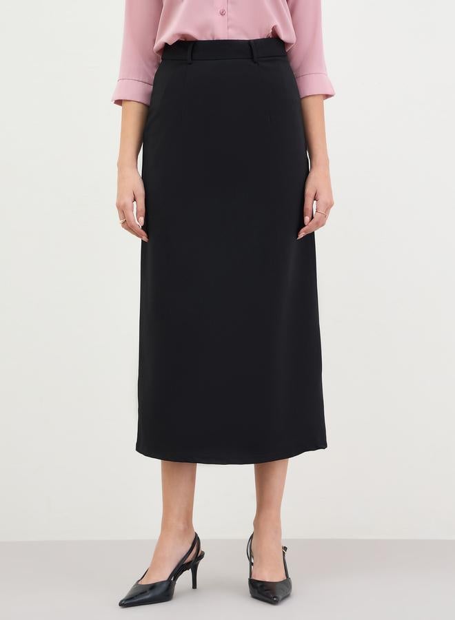 Styli Women Black Tailored Midi Skirt - Image 2
