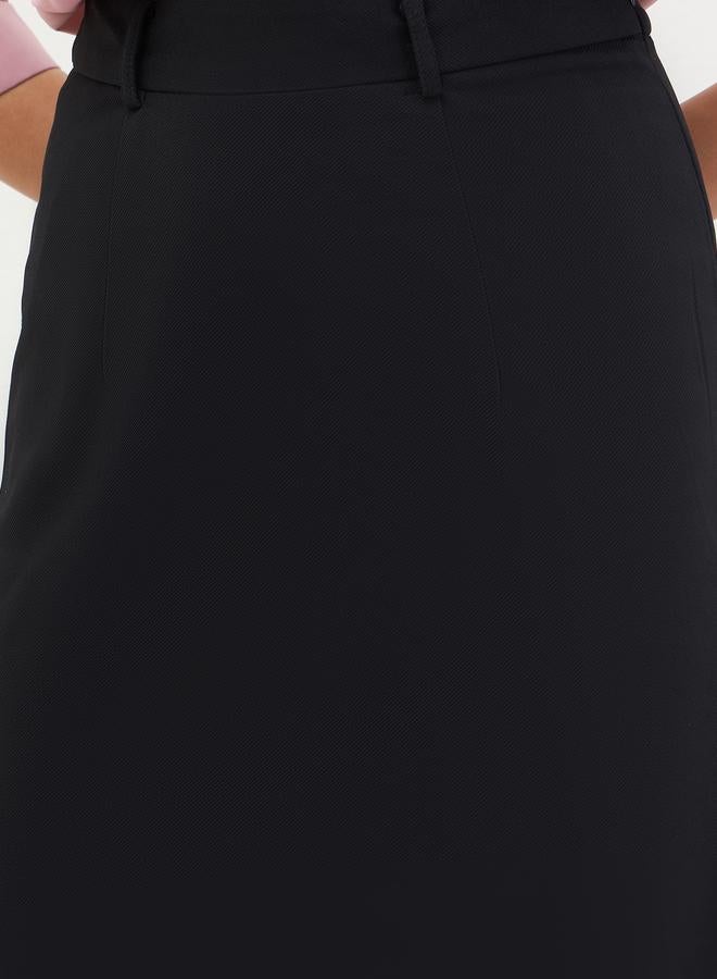 Styli Women Black Tailored Midi Skirt - Image 3