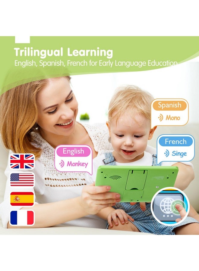 hahaland تابلت التعلم ثلاثي اللغة للأطفال الصغار 1-3 سنوات - لعبة تعليمية محدثة مع أصوات وعلاج النطق - هدايا للتطوير المبكر للأطفال من عمر سنة واحدة للأولاد والبنات، من 12-18 شهرًا إلى 2-3 سنوات - Image 5