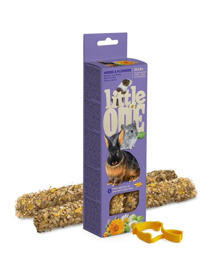 الصغير أعواد الأعشاب والزهور الصغيرة للخنازير الغينية والأرانب والديغو والشنشيلة - قطعتان × 55 غرام - مكافآت مقرمشة صالحة للأكل