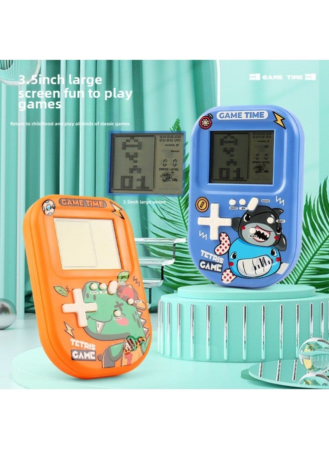 Tetris Game Machine Development Intelligence Puzzle Retro Nostalgic Toys Children Year Children's Palm Block Machine-Model:Large - Blue Tetris Game Console - Free Battery - Image 5
