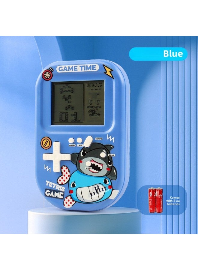 Tetris Game Machine Development Intelligence Puzzle Retro Nostalgic Toys Children Year Children's Palm Block Machine-Model:Large - Blue Tetris Game Console - Free Battery - Image 1