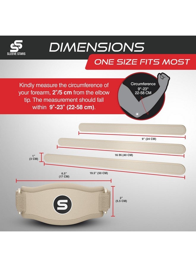 SS SLEEVE STARS Sleeve Stars Tennis Elbow Brace for Men & Women, Tendonitis Elbow Brace & Strap Golfers Elbow Brace Counterforce Band for Tendon Pain Relief & Support for Forearm w/ 3 Straps Fits 9-23" (Single) (1, Beige, One Size)  - Image 5