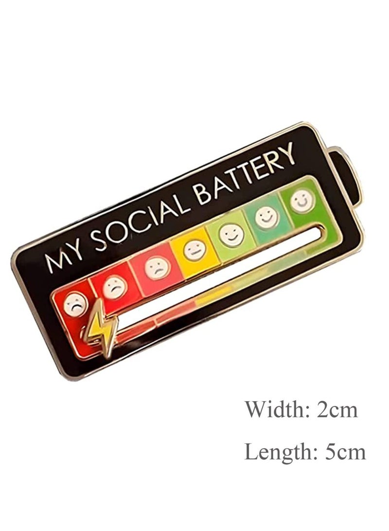 Y&D 2 PCS Black Social Battery Pin My Social Battery Creative Lapel Pin Fun Enamel Emotional Pin 7 Days A Week Functional Aesthetic Brooch - Image 3
