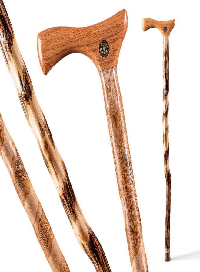 Brazos Rustic Wood Walking Cane, Twisted Hardwood, American Style Handle, for Men & Women, Made in the USA, 34" - Image 1