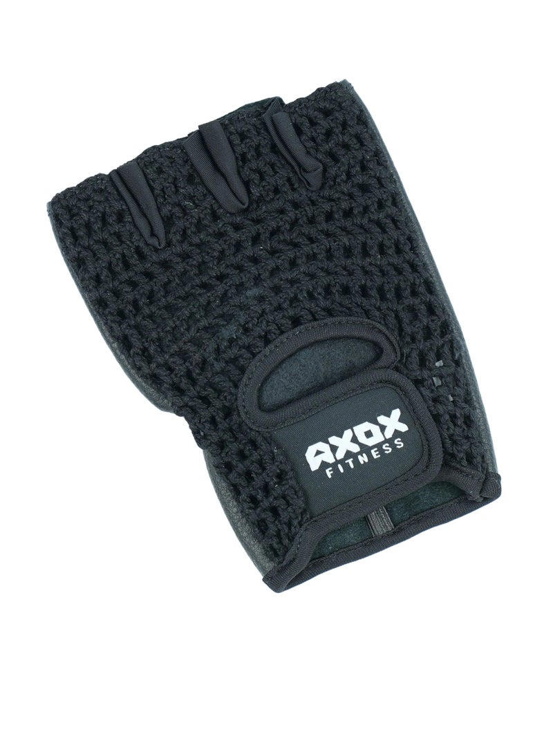 AXOX Leather Fitness Gloves | Black Large - Image 2