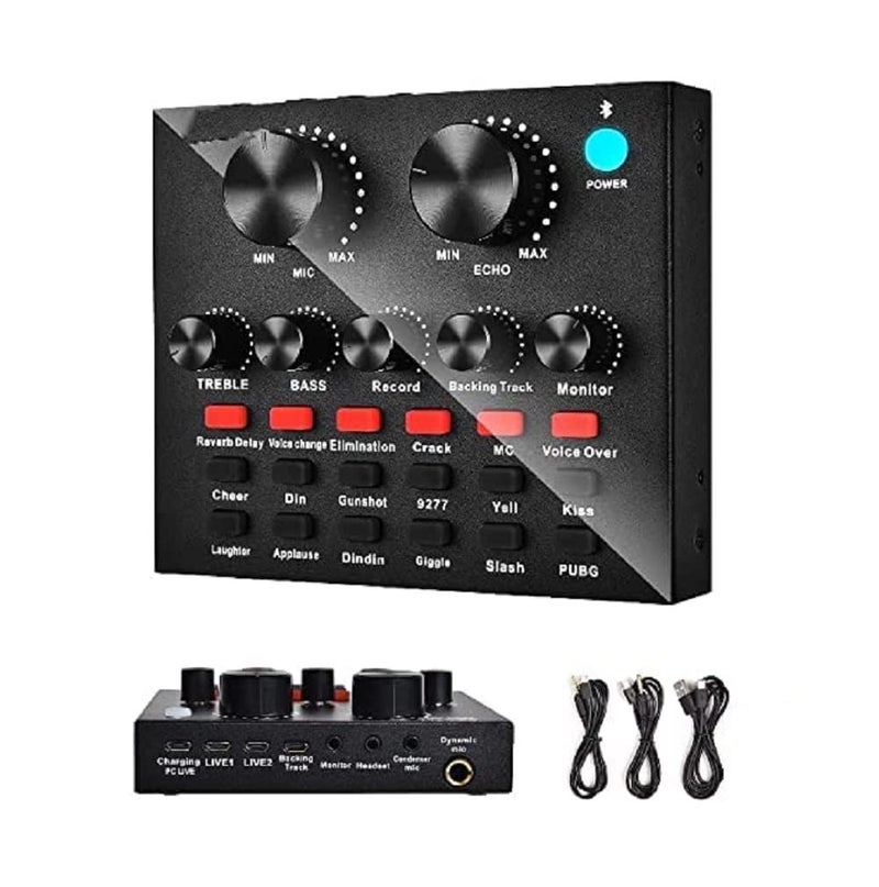 kh V8 Sound Card, Sound Effects Board for Podcast Equipment Bundle, Sound Board for Streaming with Voice Changer Podcast Kit - Image 1