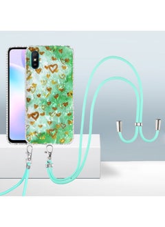 HuHa Case Cover For Xiaomi Redmi 9A / 9i Indian 2.0mm Airbag Shockproof TPU Phone Case with Lanyard Gold Heart 
