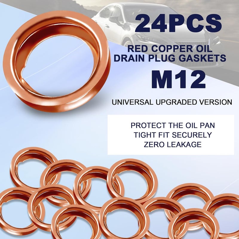 DCWecher 24-PCS Oil Drain Plug Gasket Washer Seal - 12mm Crush Washer Oil Drain Plug OEM 11026-JA00A Replacement for Nissan/Infiniti G35 G37 Nissan - Rogue Sentra Xterra Altima Frontier Armada Jukes 350Z - Image 2