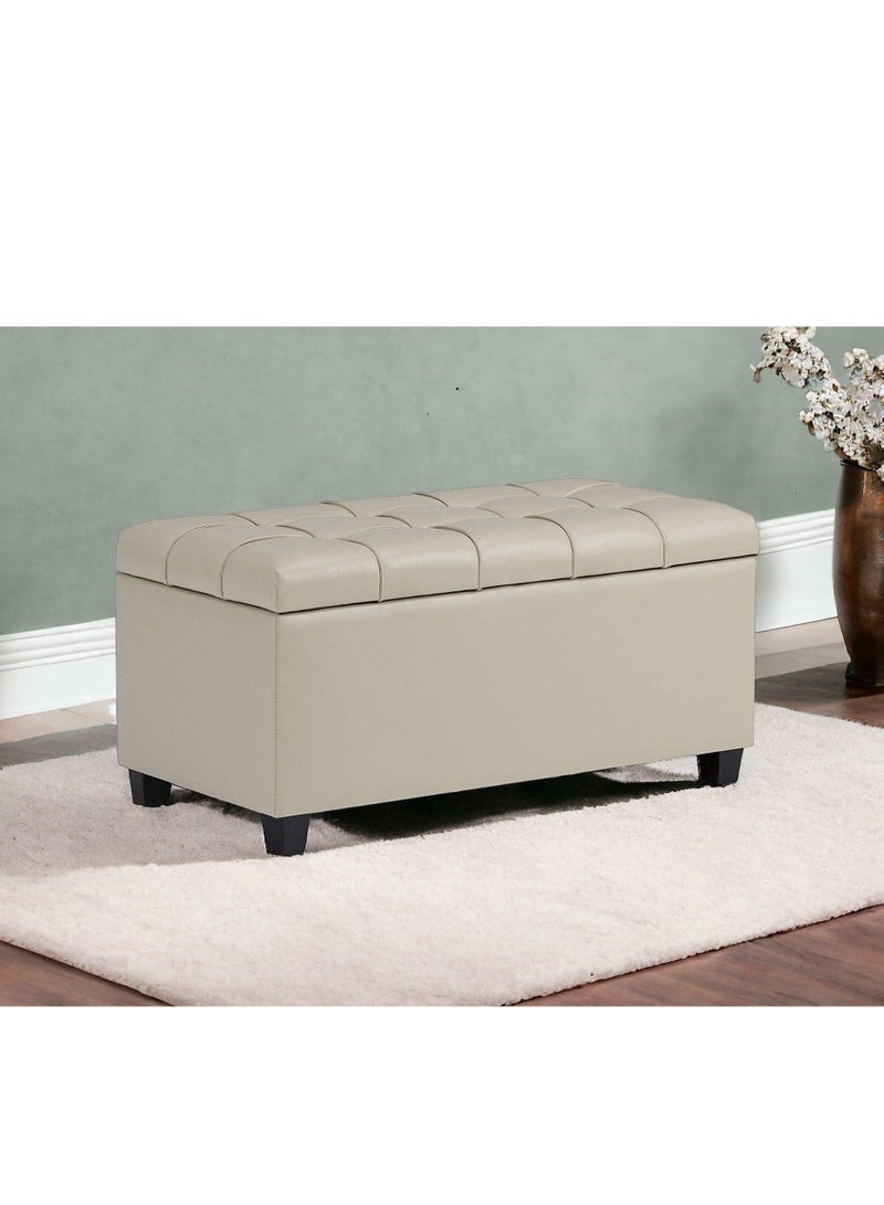 Wooden Twist Tufted Storage Bench Ottoman Pouffes With Storage - Image 1