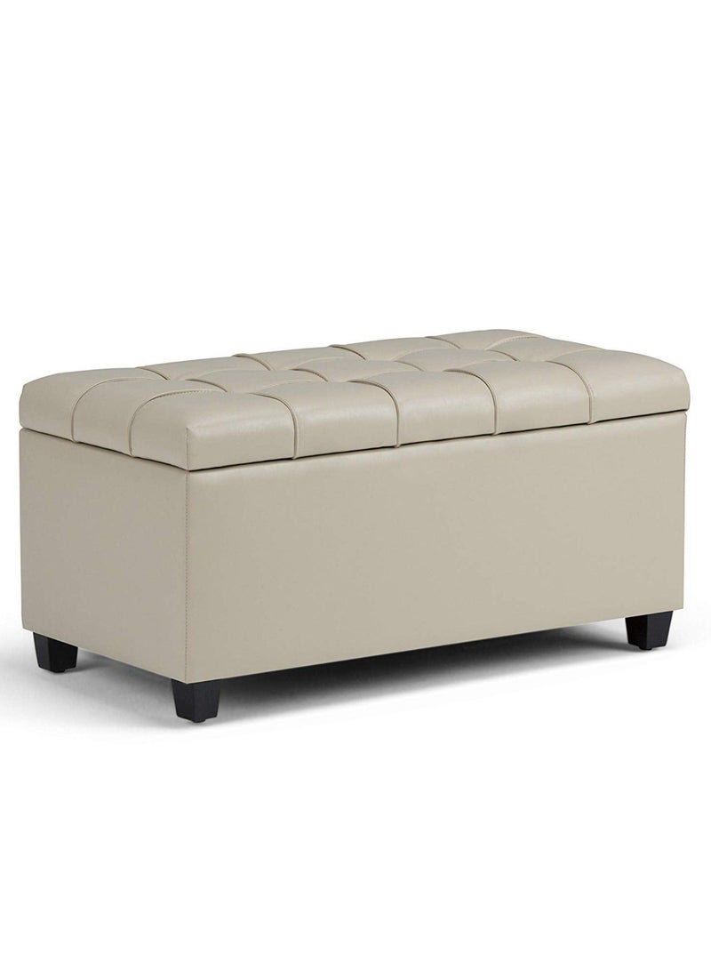 Wooden Twist Tufted Storage Bench Ottoman Pouffes With Storage - Image 2