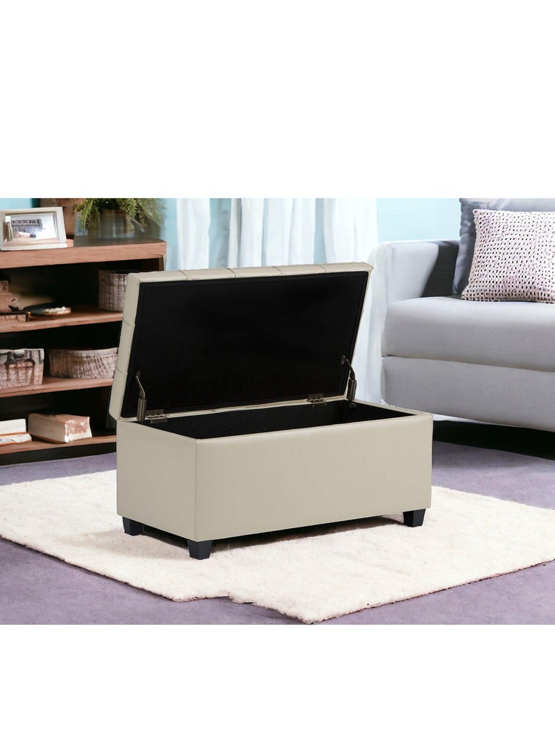 Wooden Twist Tufted Storage Bench Ottoman Pouffes With Storage - Image 3