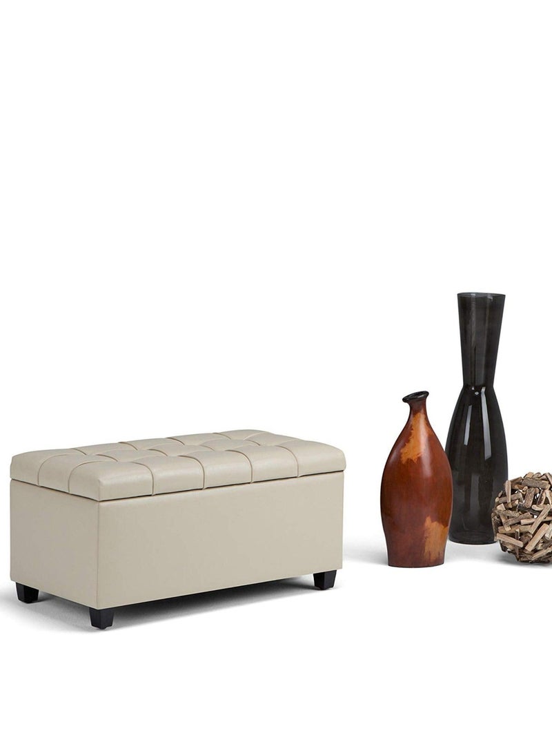 Wooden Twist Tufted Storage Bench Ottoman Pouffes With Storage - Image 4