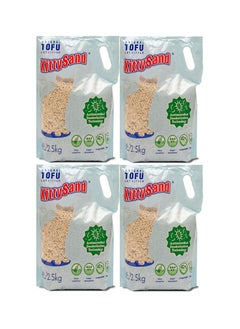Kitty Sand Natural Tofu, Premium Quality, Plant-based, Flushable Clumping Cat Litter Pellets 6L/2.5kg - Pack of 4  - Image 1