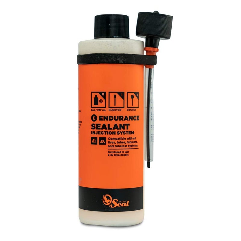 Orange Seal - Endurance Formula Tubeless Bike Tire Sealant with Injector | Long Lasting, Fast Sealing | for MTB, Road, CX and Gravel Bicycle Tires | 8oz w/Injector - Image 1