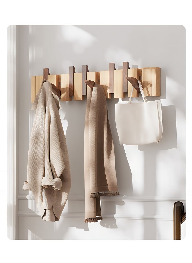 المي هومي علاقة جدارية خشبية، علاقة عبايات جداريه بتصميم مفاتيح البيانو، مصنوعة من الخشب الصلب بلونين (خشب الجوز والخشب الطبيعي)، تحتوي على 8 خطافات، مثالية لتعليق المعاطف والعبايات والمفاتيح والحقائب والقبعات، 54.5×13.5×3.5 سم - Image 2
