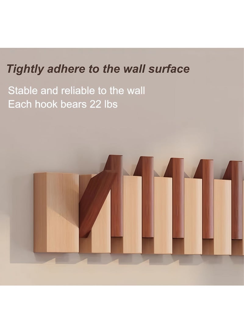 المي هومي علاقة جدارية خشبية، علاقة عبايات جداريه بتصميم مفاتيح البيانو، مصنوعة من الخشب الصلب بلونين (خشب الجوز والخشب الطبيعي)، تحتوي على 8 خطافات، مثالية لتعليق المعاطف والعبايات والمفاتيح والحقائب والقبعات، 54.5×13.5×3.5 سم - Image 4