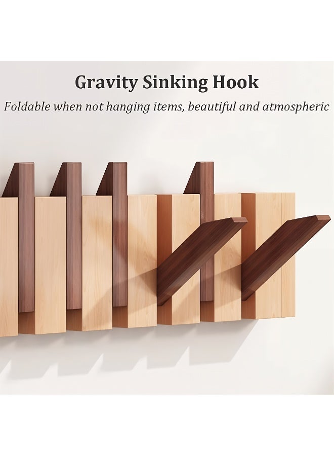 المي هومي علاقة جدارية خشبية، علاقة عبايات جداريه بتصميم مفاتيح البيانو، مصنوعة من الخشب الصلب بلونين (خشب الجوز والخشب الطبيعي)، تحتوي على 8 خطافات، مثالية لتعليق المعاطف والعبايات والمفاتيح والحقائب والقبعات، 54.5×13.5×3.5 سم - Image 5