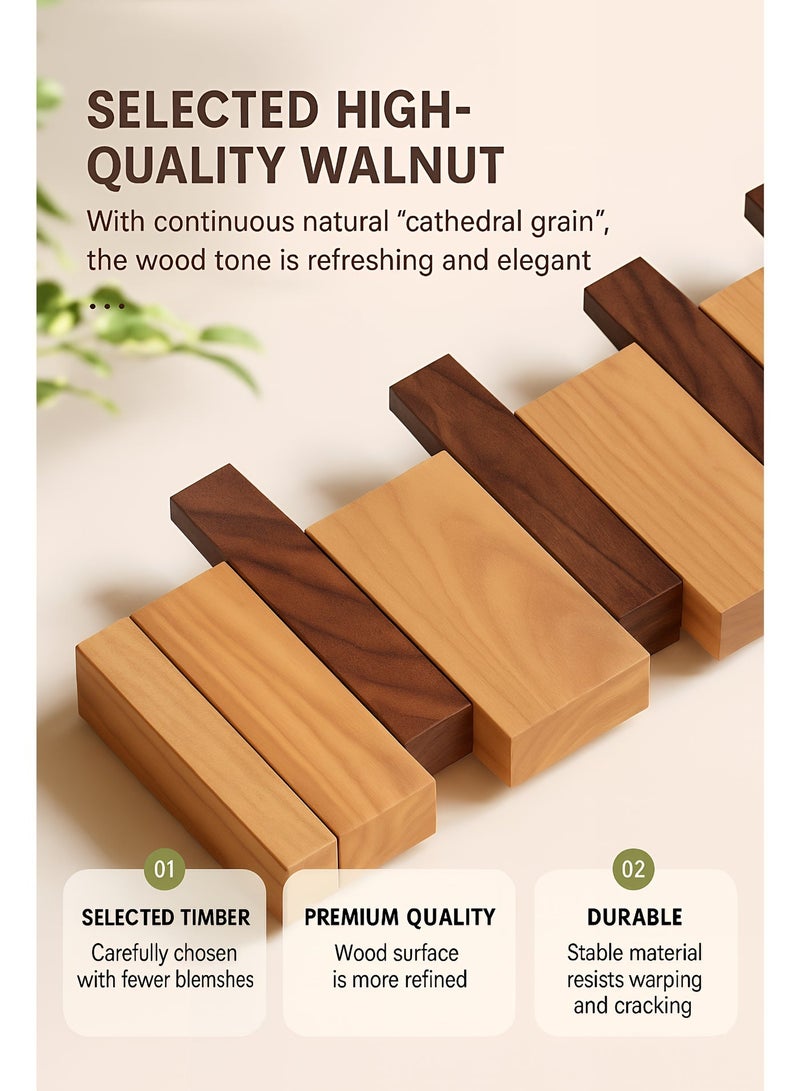 المي هومي علاقة جدارية خشبية، علاقة عبايات جداريه بتصميم مفاتيح البيانو، مصنوعة من الخشب الصلب بلونين (خشب الجوز والخشب الطبيعي)، تحتوي على 8 خطافات، مثالية لتعليق المعاطف والعبايات والمفاتيح والحقائب والقبعات، 54.5×13.5×3.5 سم - Image 3