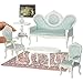 iLAND Victorian Dollhouse Furniture Set Doll House Furniture and Accessories Miniature Dollhouse Sofa with 112 Scale Accessories 8pcs Mothers Gift Wife Gift Bookshelf Dcor White Green - Image 4
