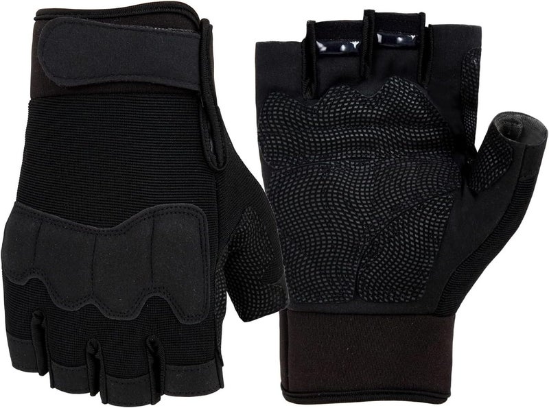 NALACAL Fingerless Cycling Gloves for Men and Women - Shock-Absorbing Padded Summer Riding Gloves (Black, M Size) - Image 1