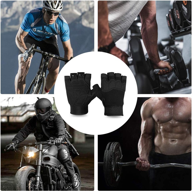 NALACAL Fingerless Cycling Gloves for Men and Women - Shock-Absorbing Padded Summer Riding Gloves (Black, M Size) - Image 4