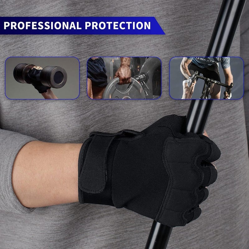 NALACAL Fingerless Cycling Gloves for Men and Women - Shock-Absorbing Padded Summer Riding Gloves (Black, M Size) - Image 3
