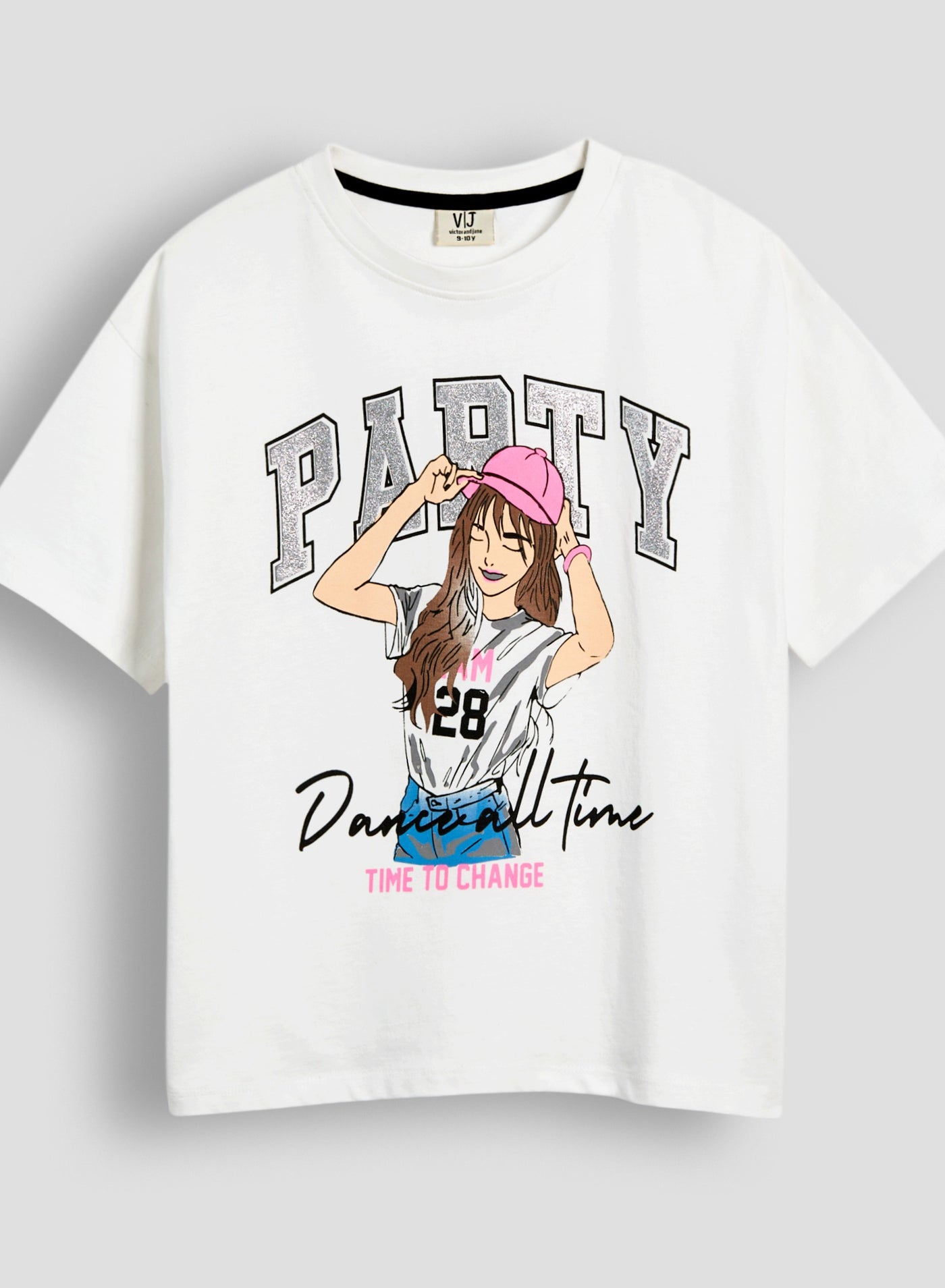 victor and jane Girls Oversized Casual T-shirt - Off-white