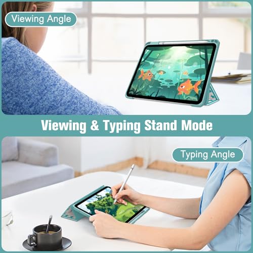 Fintie Hybrid Slim Case for iPad (A16) 11th Generation 11 Inch (2025), iPad 10th Generation 10.9 Inch (2022) - Shockproof Cover with Clear Transparent Back Shell & Pencil Holder, Green Sea Turtle - Image 4
