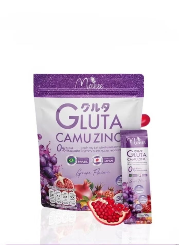 MANEES Gluta Camu Zinc Powder Supplement 30 Sachets | Grape Flavour Beauty Drink - Image 1