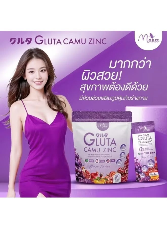MANEES Gluta Camu Zinc Powder Supplement 30 Sachets | Grape Flavour Beauty Drink - Image 5